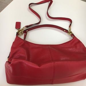 Red Coach leather cross-body bag